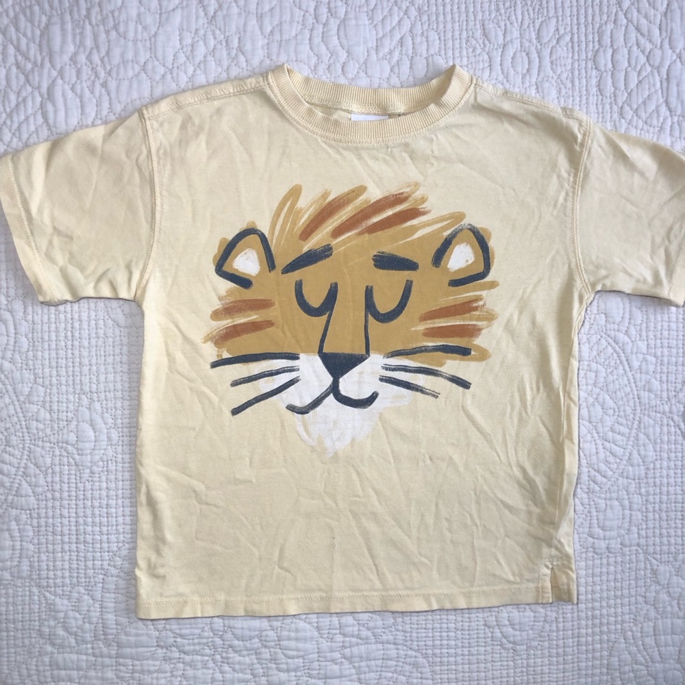 ZARA Toddler Yellow & Brown Graphic Lion Short Sleeve T-shirt Size 4T